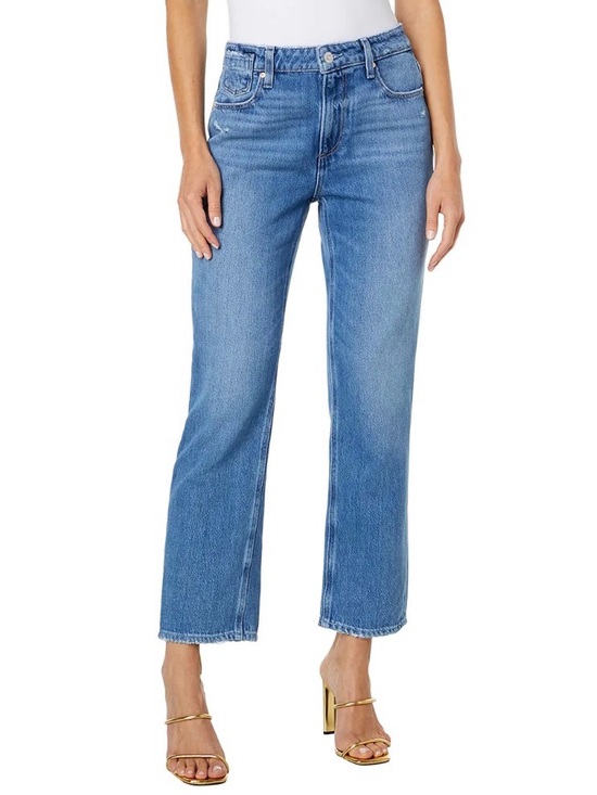 PAIGE Denim - Paige Noella Azalea Blue Straight Leg Jeans 26 Mid Rise Relaxed Distressed Ankle